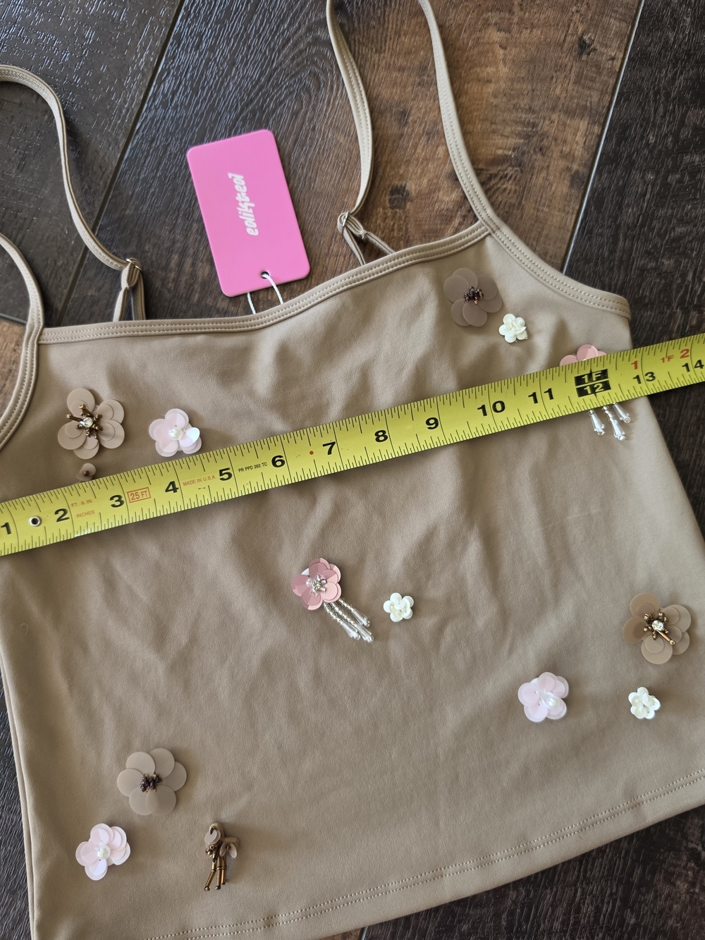 Edikted NWT 3D Floral Applique Cami Tank Top Brown Size Small